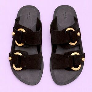 Rag & Bone Black Sandals with Gold Buckles